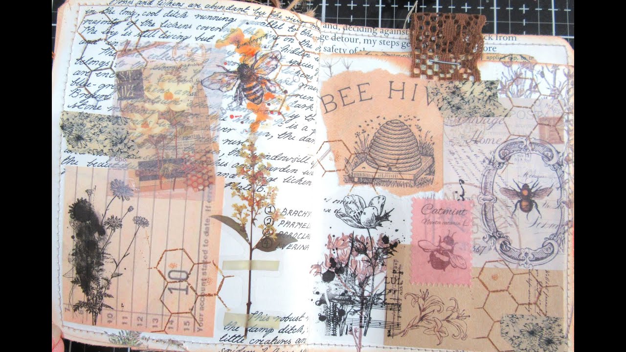 Nature Diary Junk Journal page - Busy Bees