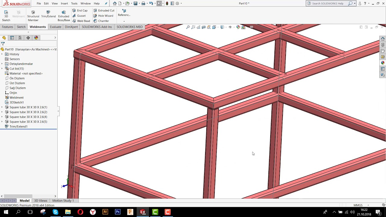 13- Solidworks Eğitim- Weldments  Profil  ( Çelik Konstruksiyon )  Yükleme www.argefoni.com