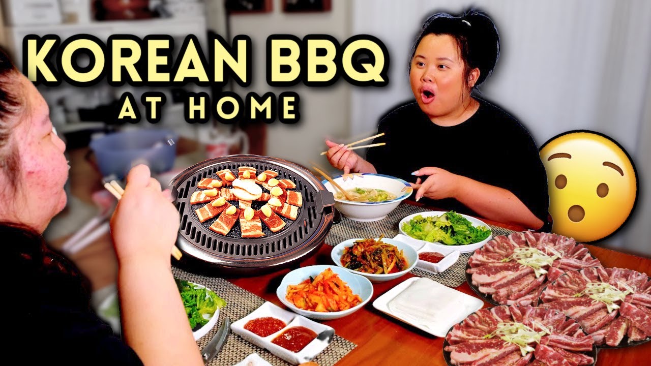 KOREAN BBQ PORK BELLY WRAPS MUKBANG 먹방 AT HOME EATING SHOW! (COOKING + EATING)