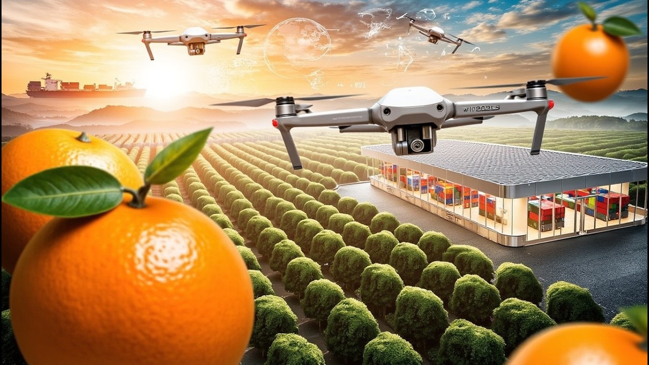 Cultivo de Laranjas - Colheita de Laranjas e Processo de Produção de Suco de Laranja na Fábrica 🍊