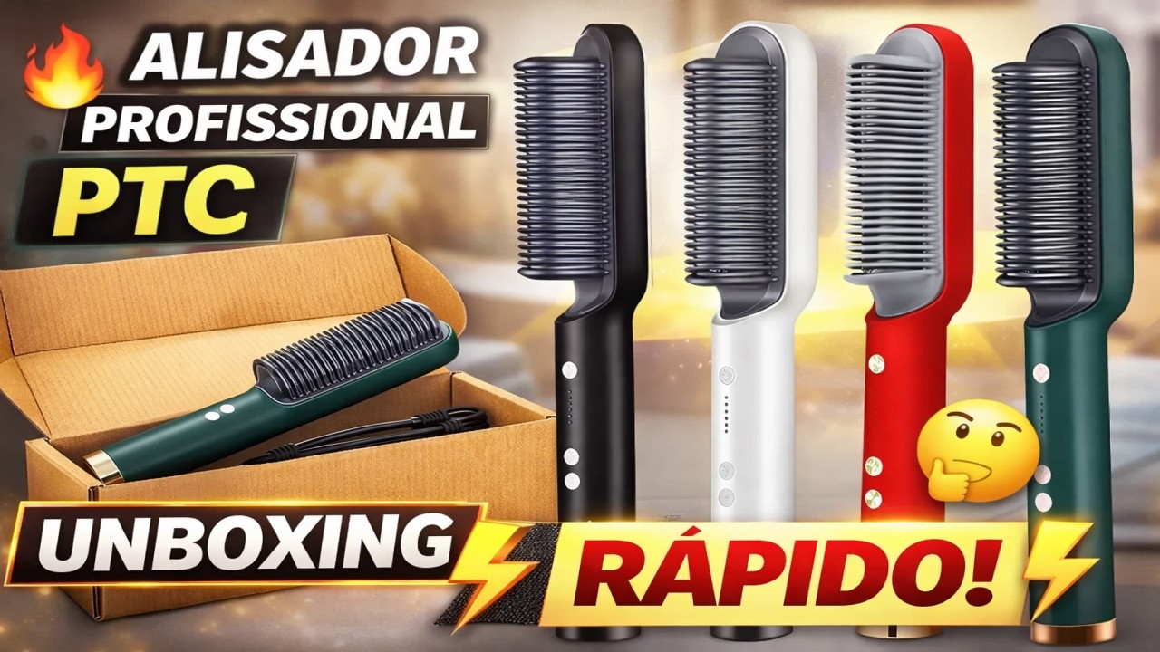 UNBOXING Alisador Profissional PTC 🔥 Esquenta RÁPIDO! Vale a Pena Esse Pente Elétrico?