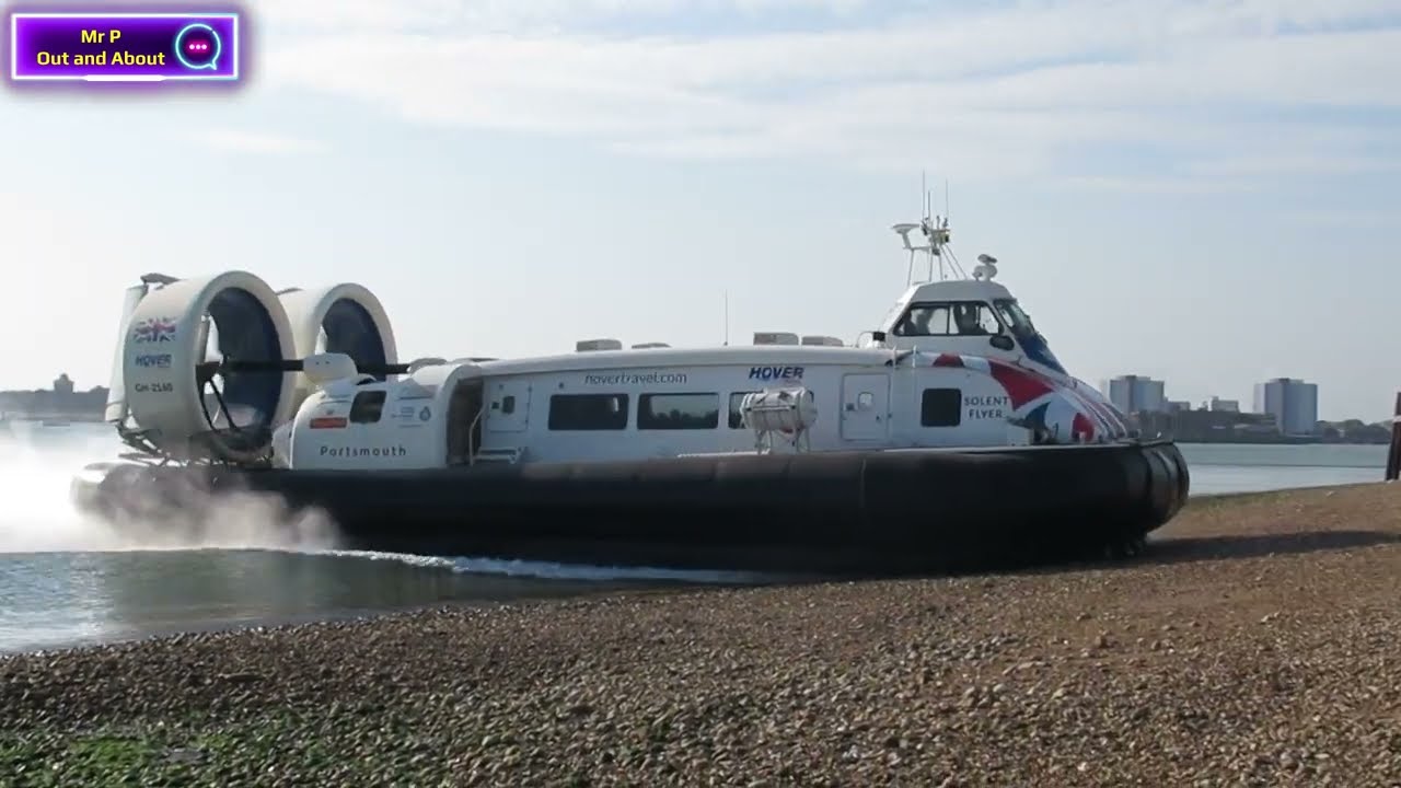 Hovertravel Hovercraft - Southsea to Ryde, Isle of Wight. Arrival and Departure.