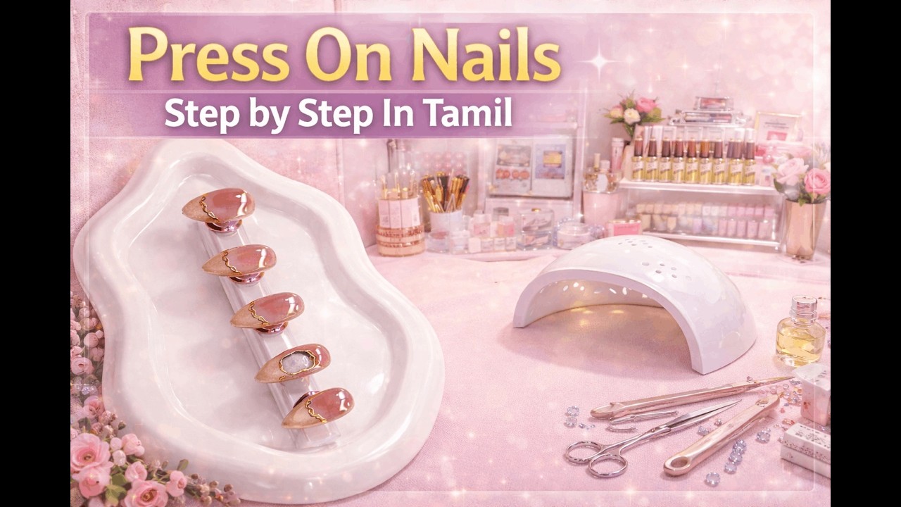 How to make press on nails at home💅| Step by Step Press on Nail Tutorial in Tamil x Shills Cat eye🤩