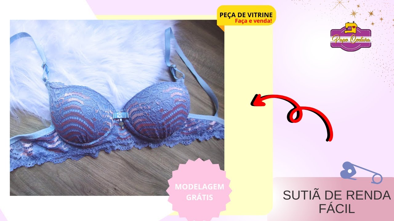 Como costurar um sutiã de renda fácil | MOLDE GRATUITO