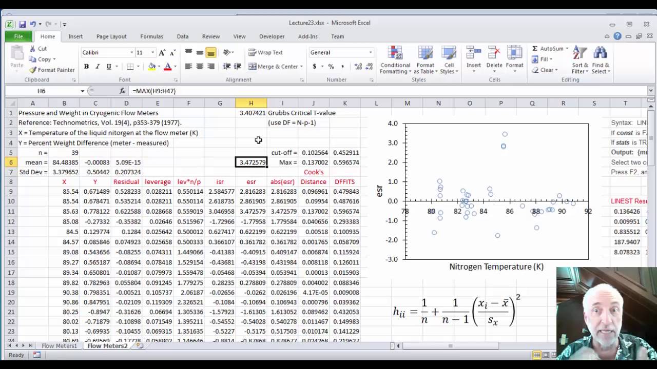 Lecture23 (Data2Decision) Leverage and Influence in Excel and R