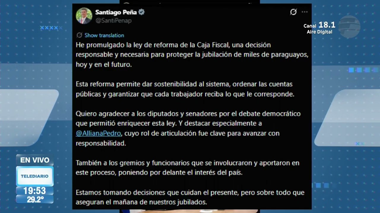 Santiago Peña promulgó la Ley de la reforma de la Caja Fiscal