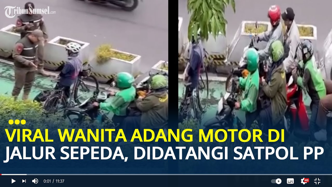 Viral Video Wanita Mengadang Motor di Jalur Sepeda Jalan Sudirman hingga Dihampiri Petugas Satpol PP