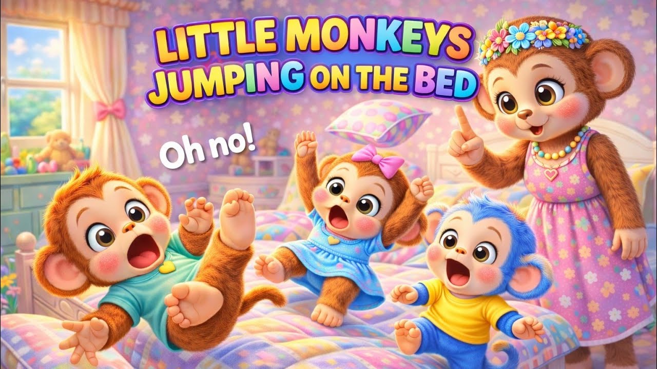  Five Little Monkeys Jumping on the Bed|Kids Moral Rhyme|Little Monkeys Jumping|Kidsetu|#Englishpoem