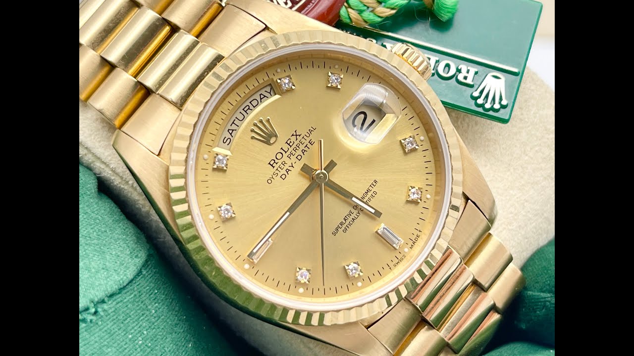 Rolex President 18238 18k Yellow Gold Oyster Perpetual Day-Date Original Diamond