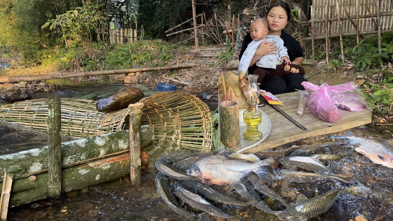Full video 120 days: Single mother raises child alone, builds bamboo house for duck, build fish trap