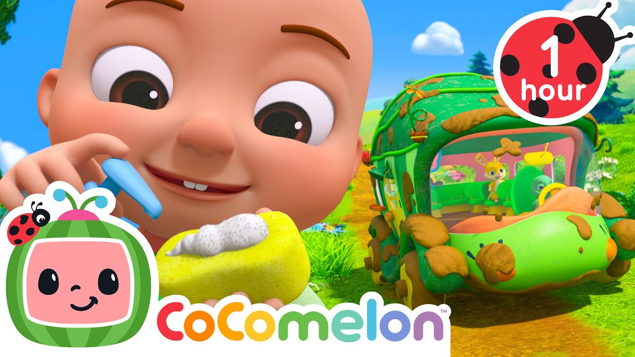 JJ's Bus Wash Song 🚌 CoComelon Animal Time | Nursery Rhymes and Kids Songs | After School Club