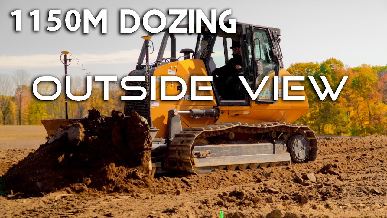 GRADING WITH A BULLDOZER || Case Bulldozer - Outside Cab View