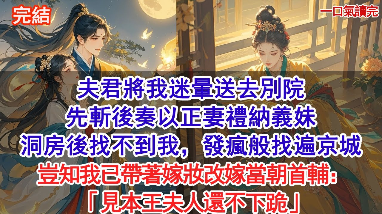 夫君將我迷暈送去別院，先斬後奏以正妻禮納義妹。洞房後找不到我，發瘋般找遍京城，豈知我已帶著嫁妝改嫁當朝首輔：「見本王夫人還不下跪」#古風#追妻火葬場#愛情#小說