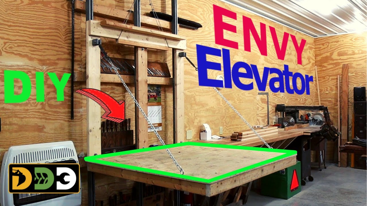 Homemade Shop Attic Elevator [MAKES ME JEALOUS!] DIY Garage Elevator How To