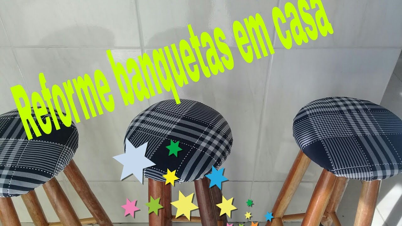 Diy estofando banqueta sem usar grampeador (reformando banquetas de madeira?