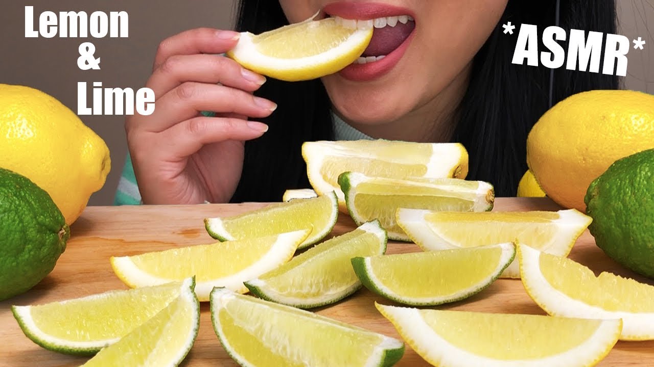 **ASMR Lemon & Lime ** Real Fruit Eating Sounds | Super Sour Challenge | ASMR Phan