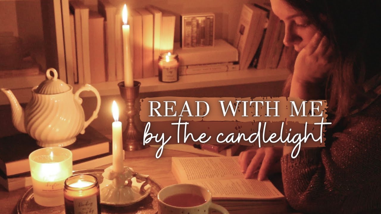 Read with me by the candlelight 📖 music from another room & reading with me, spooky wind