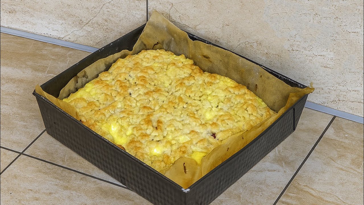 Szybkie ciasto kruche z wiśniami i budyniem, jest pyszne!