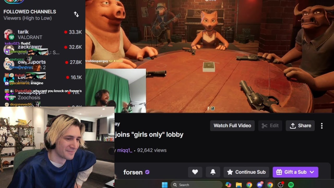 xQc отреагировал на присоединение Форсен к лобби &laquo;Только для девушек&raquo;