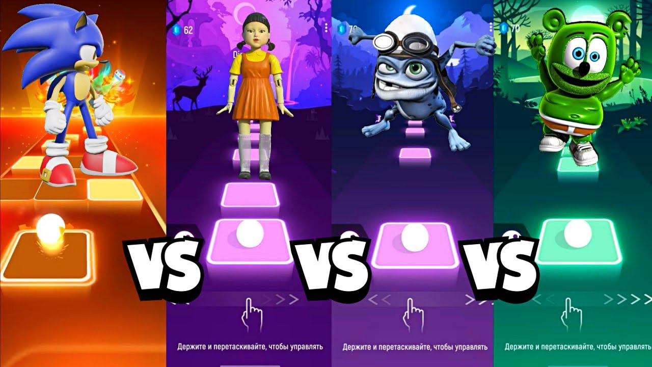 Squid Game vs Sonic vs Crazy Frog vs Gummy Bear ||| Tiles hop EDM Rush