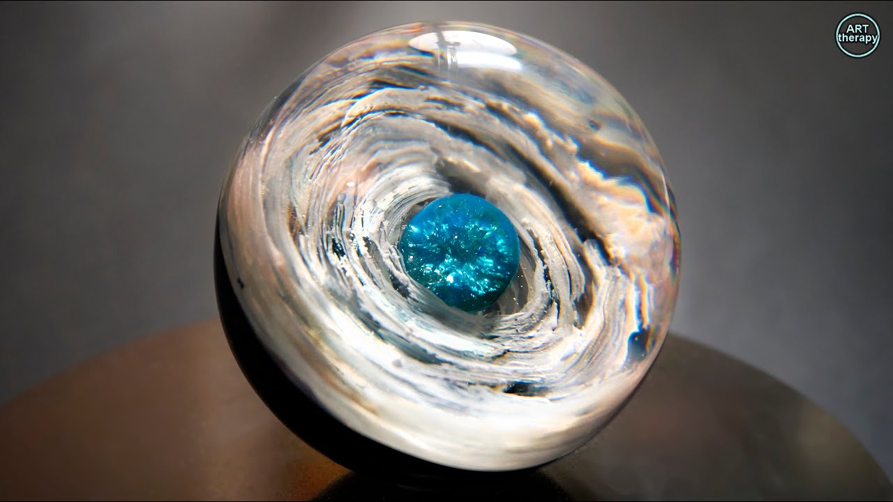 Resin art sphere, [ space in the sphere ], Epoxy resin. 3D RESIN Art. DIY