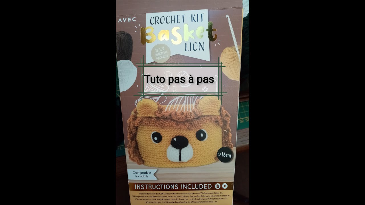 Partie 2: tuto pas à pas kit crochet d'ACTION panier lion : : yeux, museau, nez, crinière