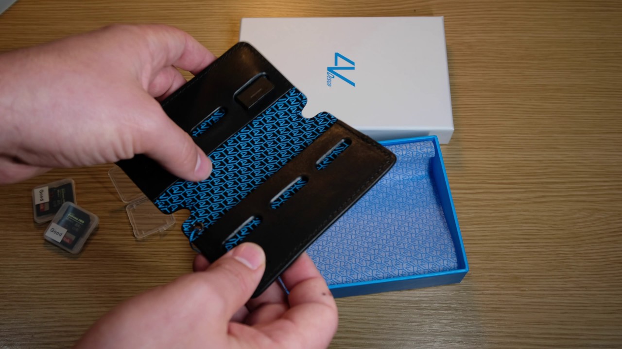 4V Design SD Case Italian Black Leather Photographer Accessory Unboxing