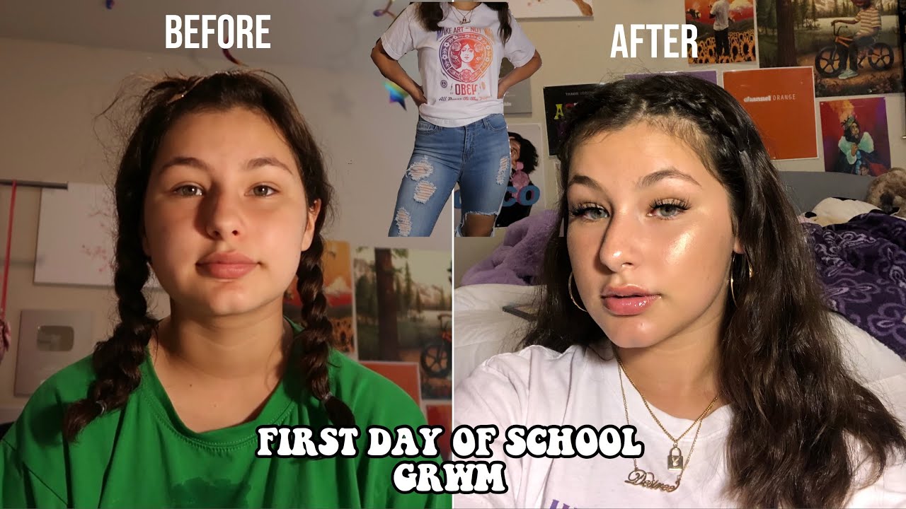 FIRST DAY OF HIGHSCHOOL GRWM 2019 (hair, makeup & outfit)