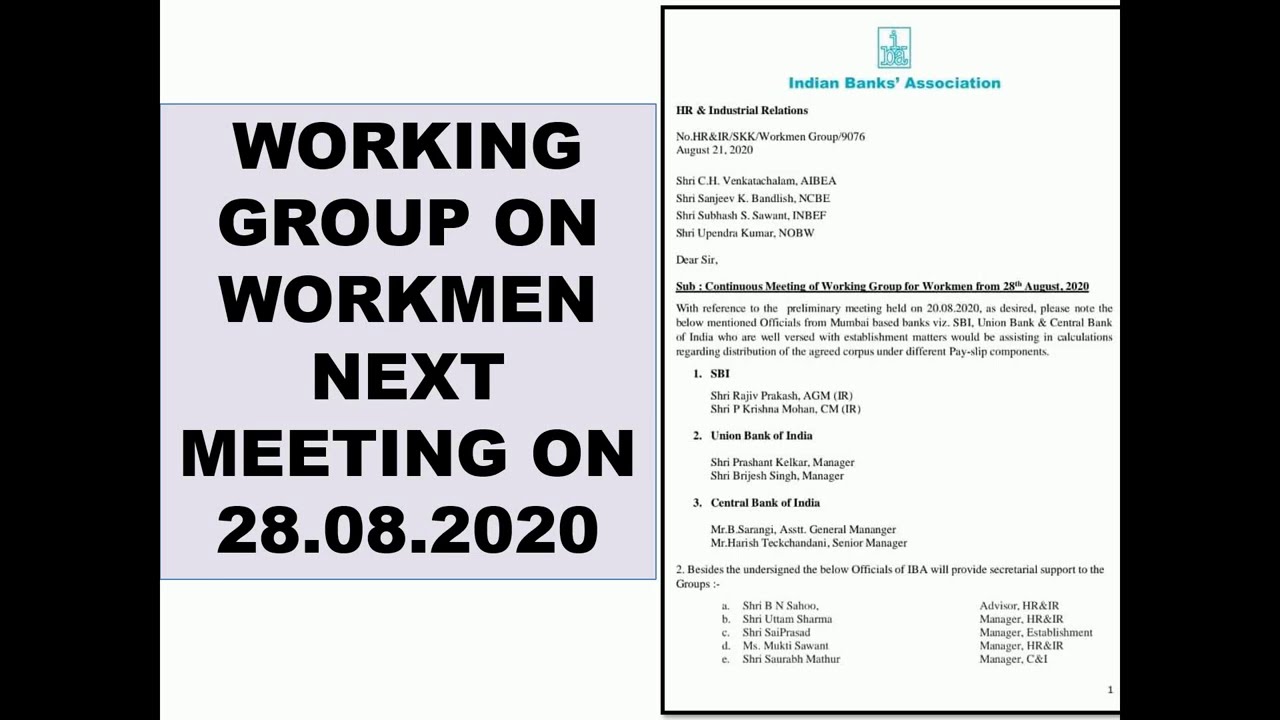 11TH BPS UPDATE - WORKING GROUP FOR WORKMEN NEXT MEETING DATE