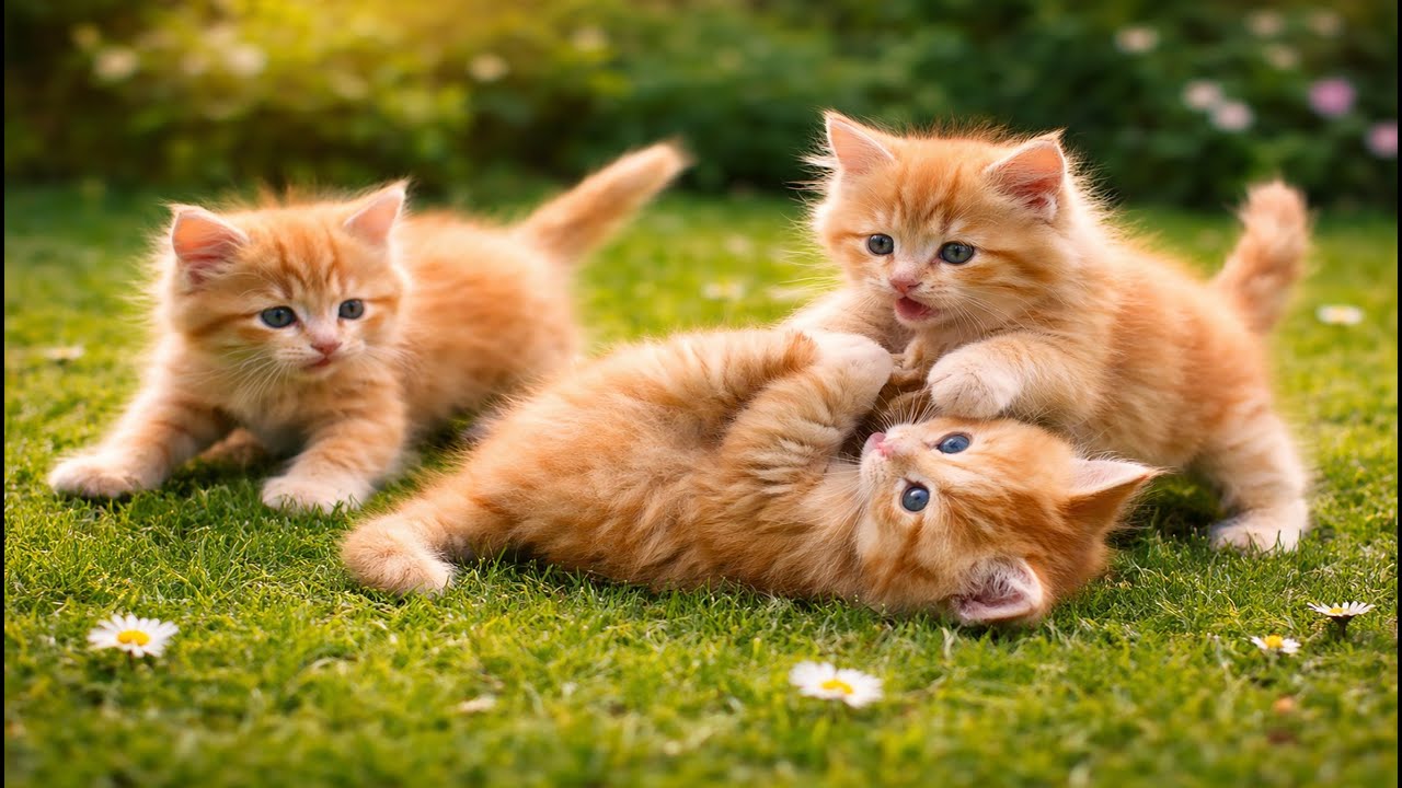 🐾🌼 Sweet Kitten Playtime on the Grass | Beautiful Cat Moments | Relaxing Cat Sounds