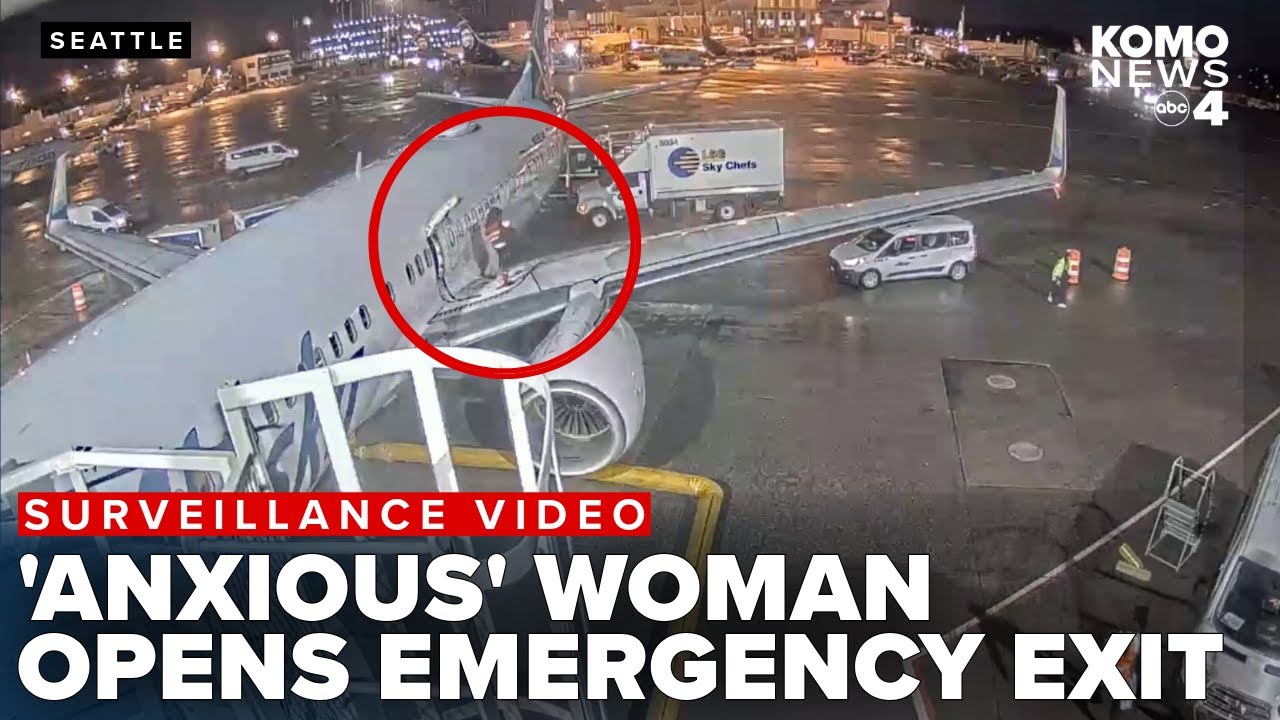 Video shows 'anxious' passenger open emergency exit, climb onto wing of plane in Seattle