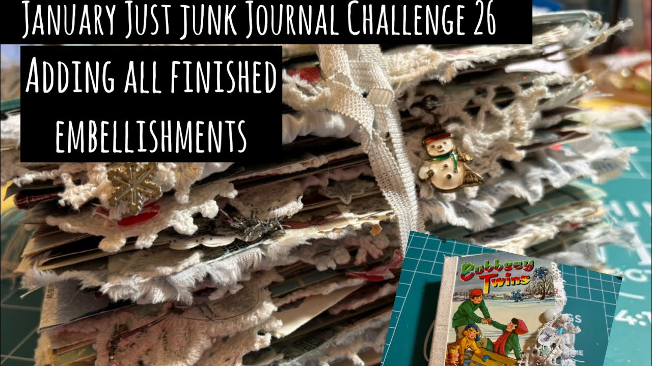 Let’s fill this journal with embellishments made out of junk!  TADA! I have all requirements!