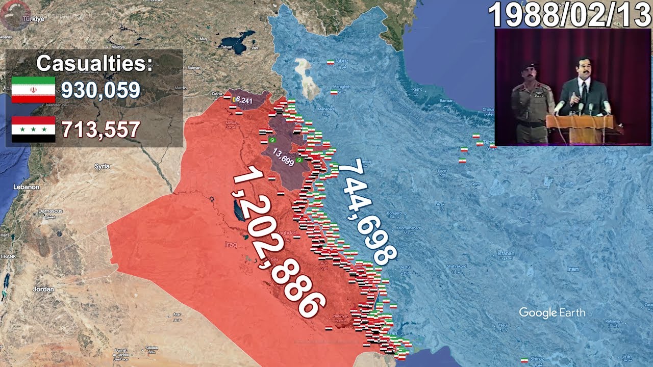 Iran-Iraq War using Google Earth