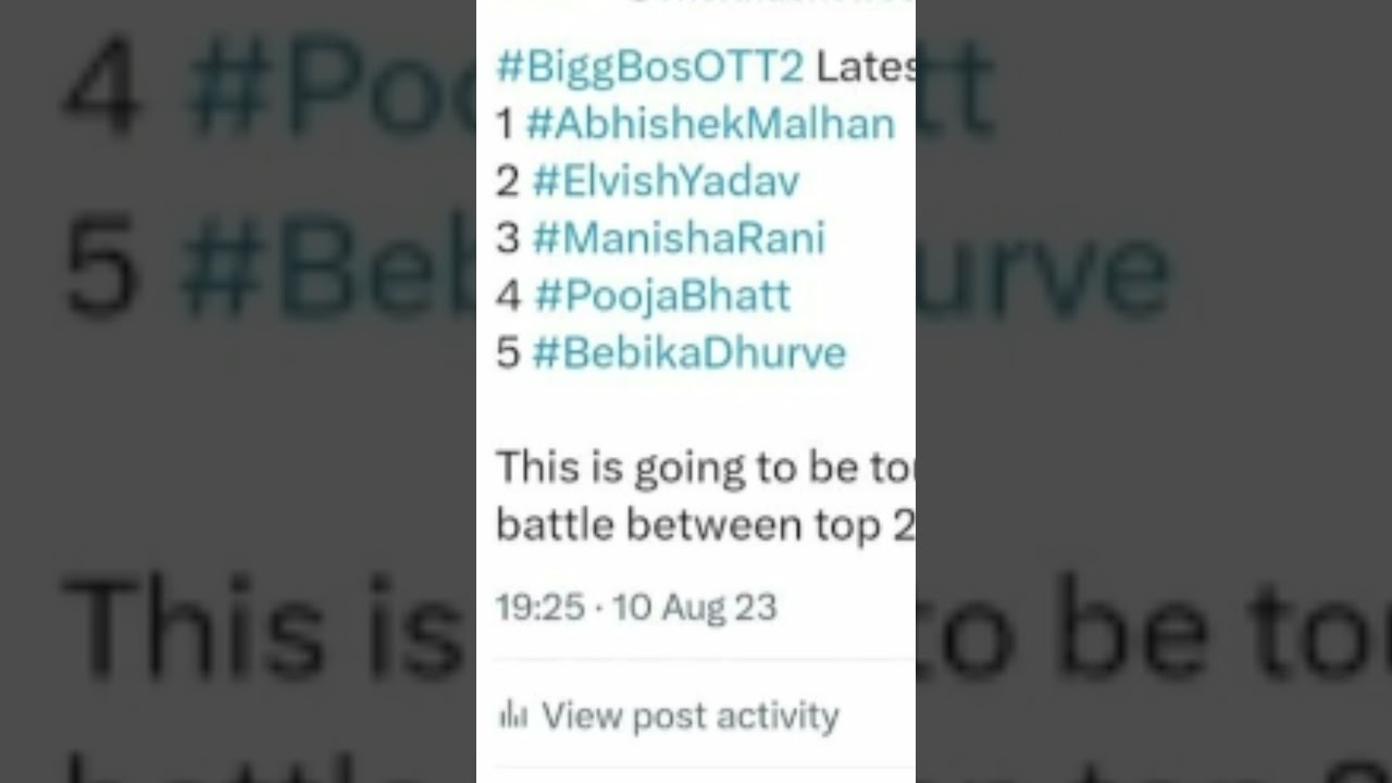 latest voting trends❤️..... 1. abhishek malhan✌️✌️.....#bbott2 #fukrainsaan #viral #elvishyadav