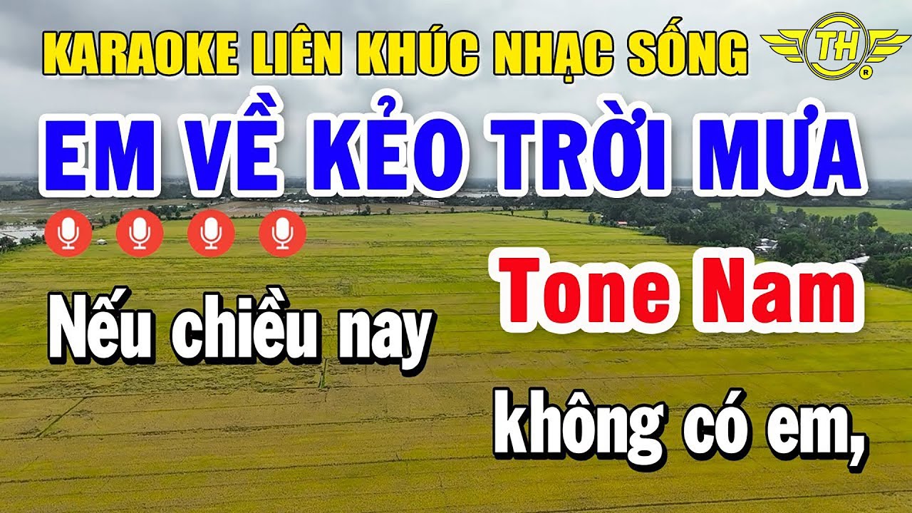 Karaoke Liên Khúc Nhạc Sống Tone Nam | Tuyển Chọn Lk Nhạc Vàng Bolero - Em Về Kẻo Trời Mưa
