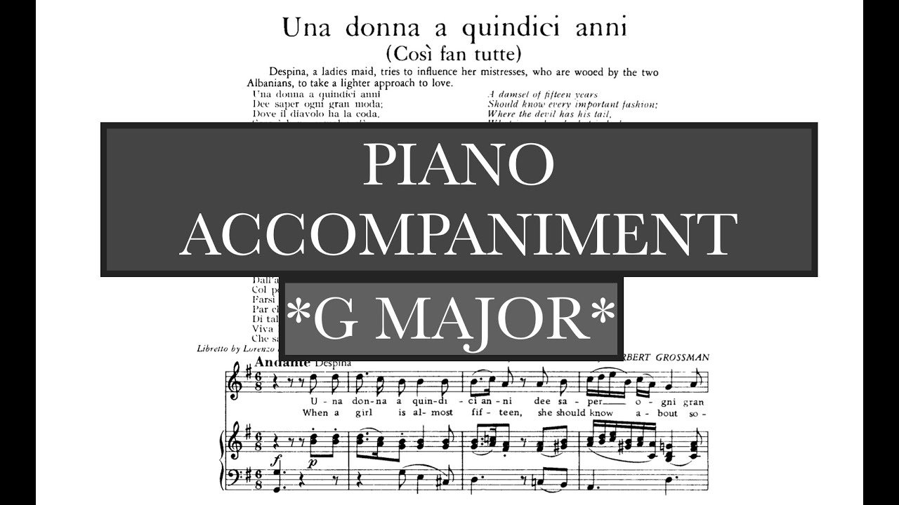 Una donna a quindici anni (W. A. Mozart) - G Major Piano Accompaniment - Karaoke