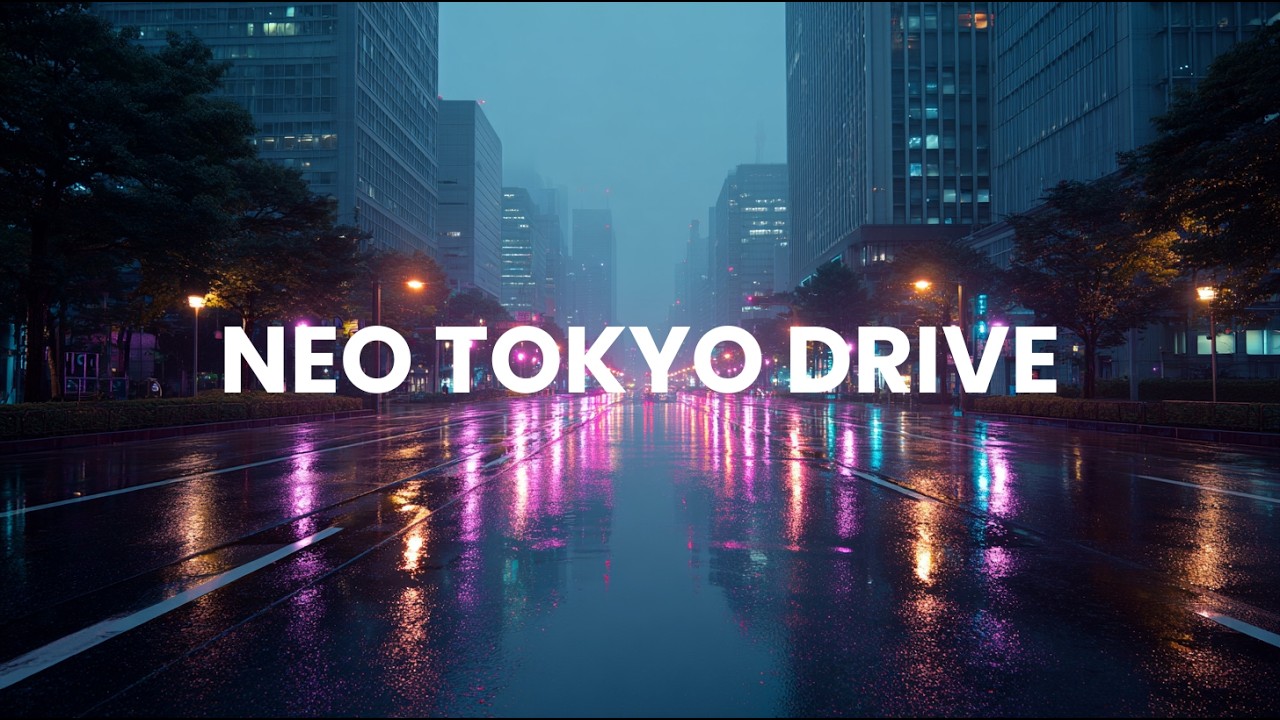 Neo Tokyo Night Drive | Relaxing 80s Synthpop | Rainy City Ambience | 1 Hour
