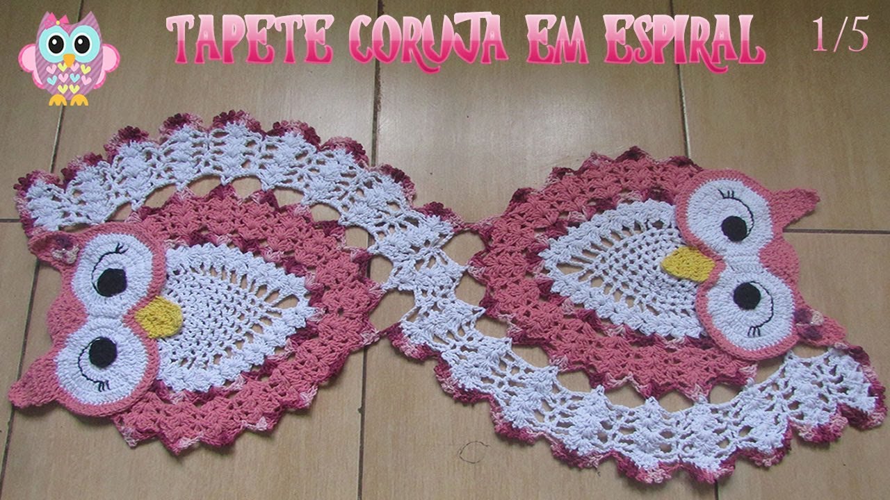 Tapete/Caminho de mesa Coruja em espiral de crochê - 1/5