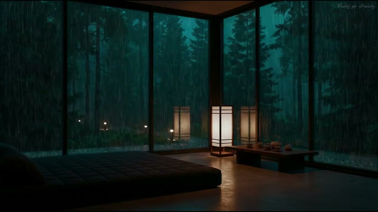 Relaxing  and Deep Sleep with Rain Sounds  at Night | Healing Sound and Stress Relief