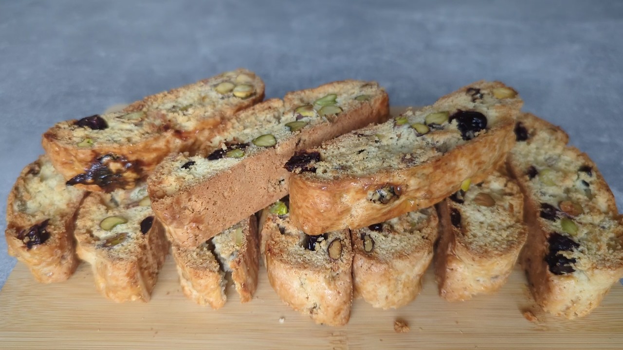 If you have pistachios and dried cherries, make these Italian Biscotti! Delicious and easy recipe