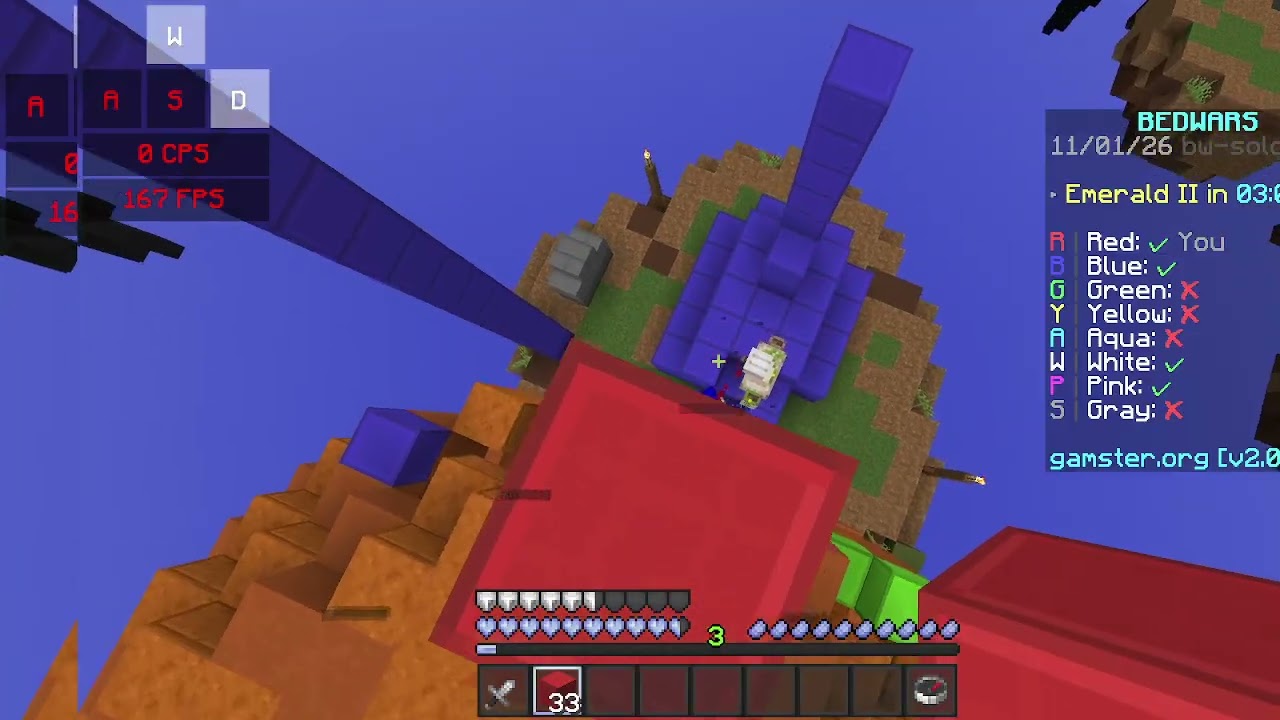 MINECRAFT BED WARS (30 CPS) SOLO (MOONWALK)