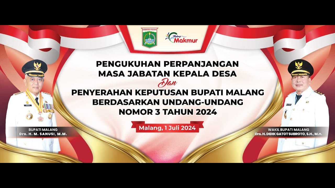 Pengukuhan Perpanjangan Masa Jabatan Kepala Desa Kabupaten Malang Tahun 2024