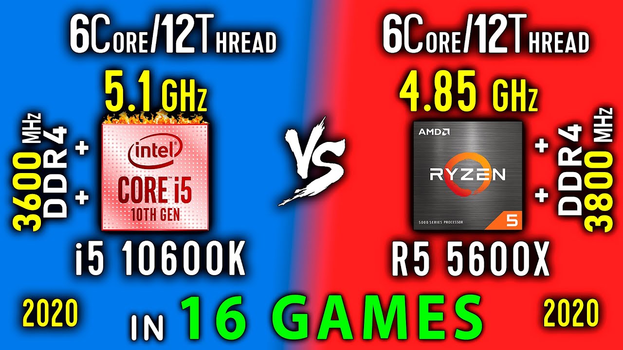 i5 10600K OC vs Ryzen 5 5600x OC - Test in 16 Games or i5 10600K vs R5 5600x
