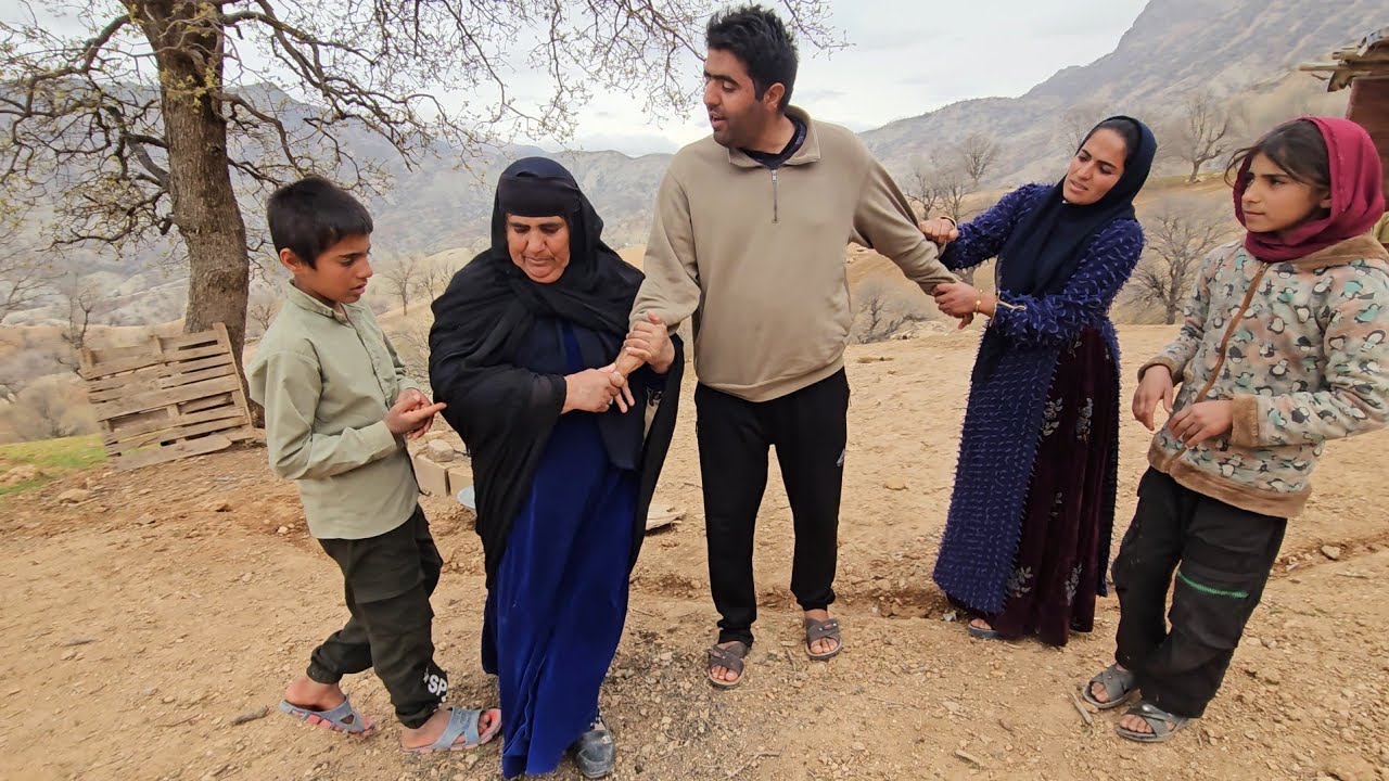 Living in wartime conditions, will the grandmother take her son and grandchildren home?