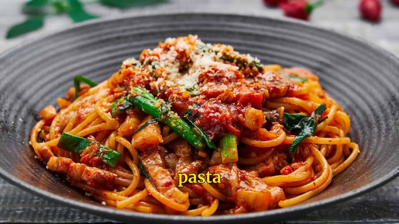 Easy Kimchi Olive Pasta Recipe  