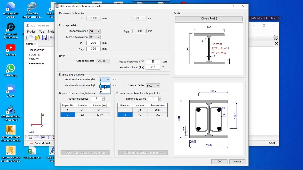 ROBOT STRUCTURAL ANALYSIS vs A3C: ETUDE D'UNE COLONNE MIXTE ACIER-BETON