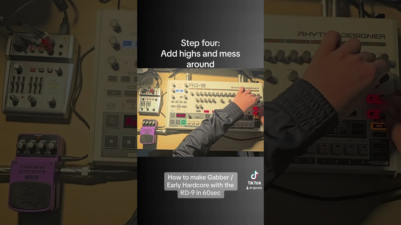 How to make gabber / early hardcore with the Behringer RD-9 in 60sec   #gabber #behringer #RD9