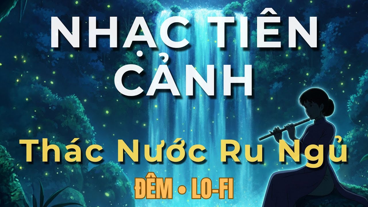 Đêm Trăng Bên Thác Nước Phát Sáng 🌕 Sáo Trúc & Tiếng Nước Chảy Ru Ngủ Sâu | Nhạc Tiên Cảnh
