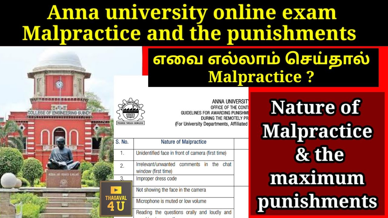 Anna university online exams|malpractice and their punishments|What are all malpractice?