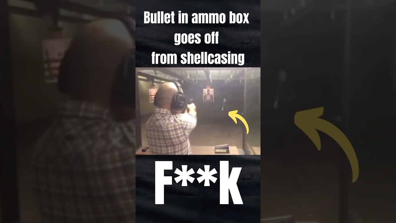 Bullet in ammo box goes off from shellcasing #thegunguy #viral #gunfails #firearmsafety